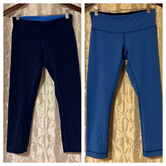 Lululemon Wunder Under Crop Leggings Reversible Blue - Picture 15 of 15